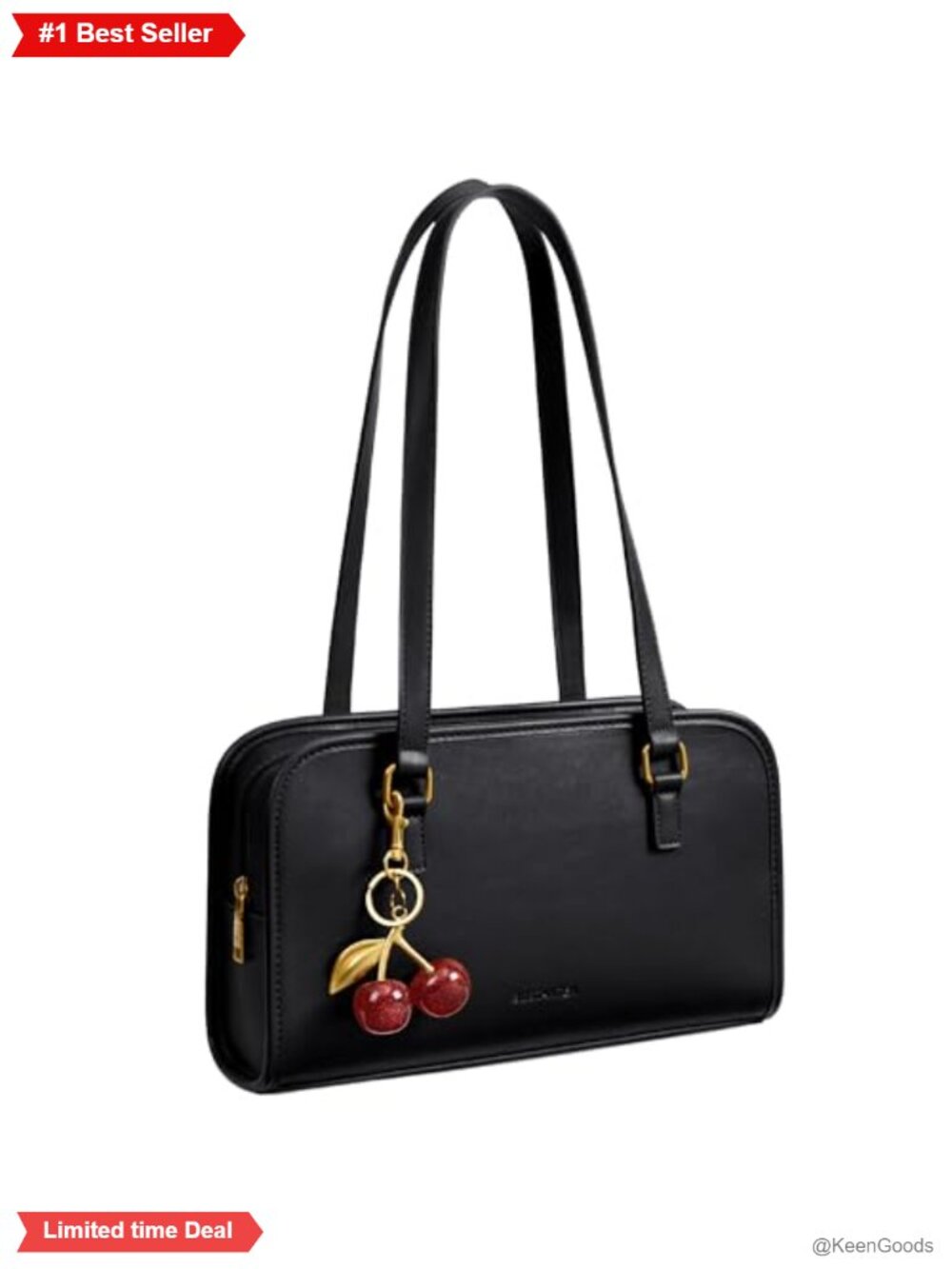 Vegan Leather Shoulder Bag Hobo Cherry Charm Medium Purse